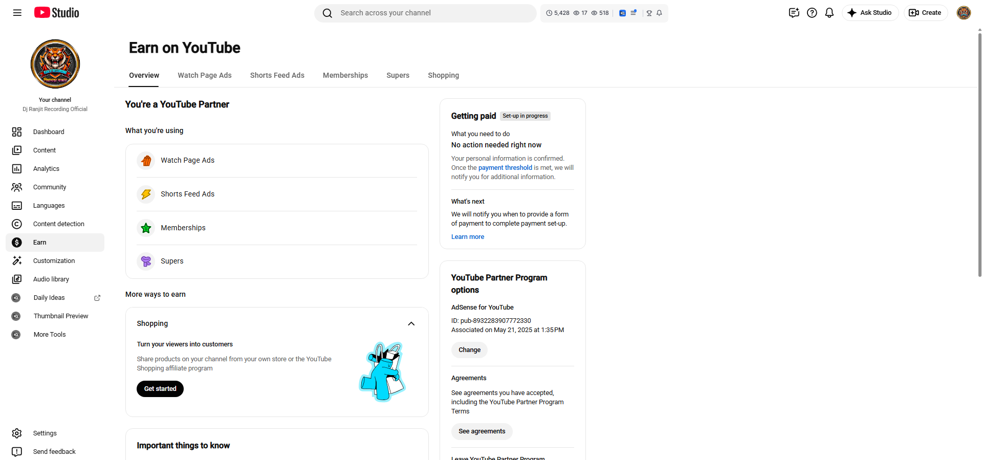 Dj Ranjit Recording Official – YouTube Channel for Sale